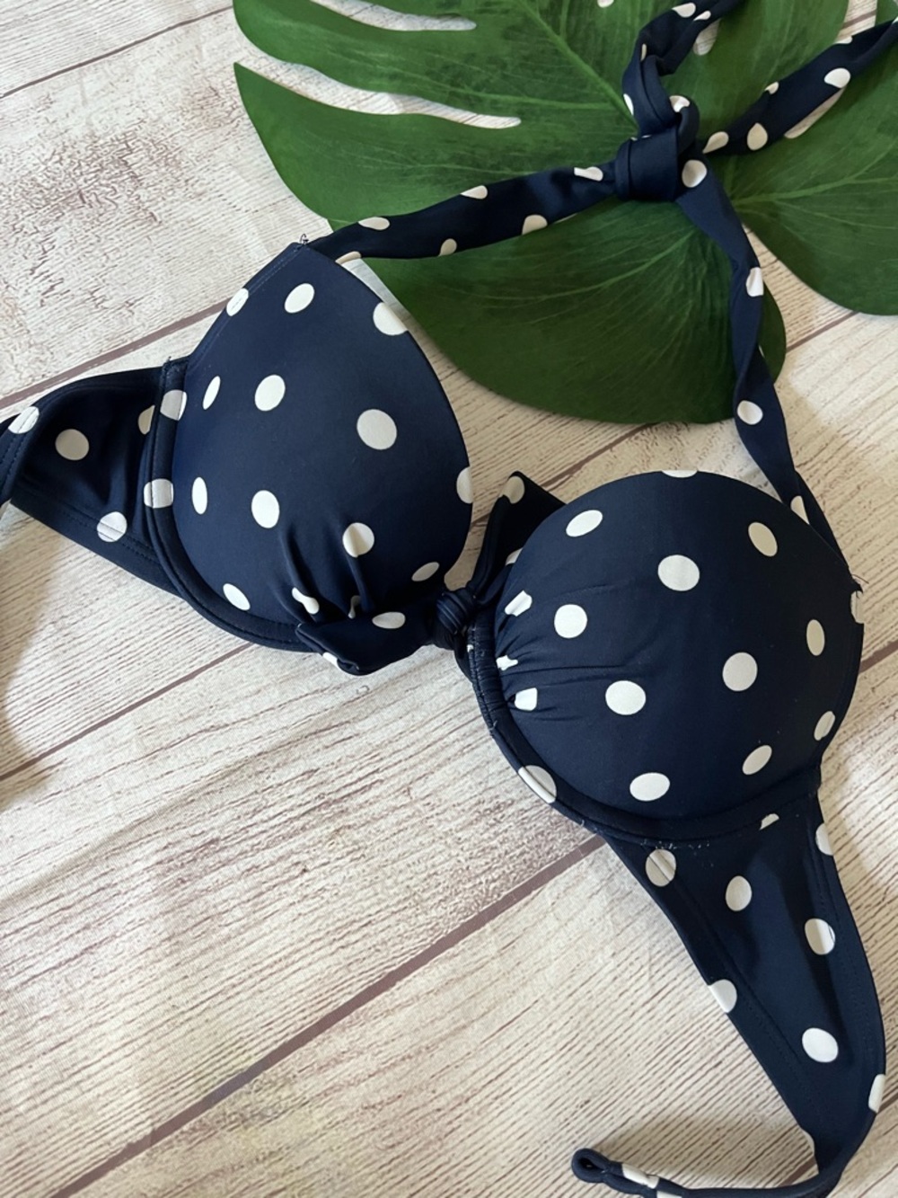 Aerie Brooke navy blue polka dot bikini top - Picture 3 of 5